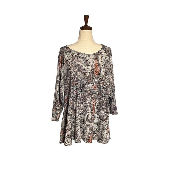 Cha Cha Vente Paisley Scoop Neck Tunic Top XL - Picture 2 of 9